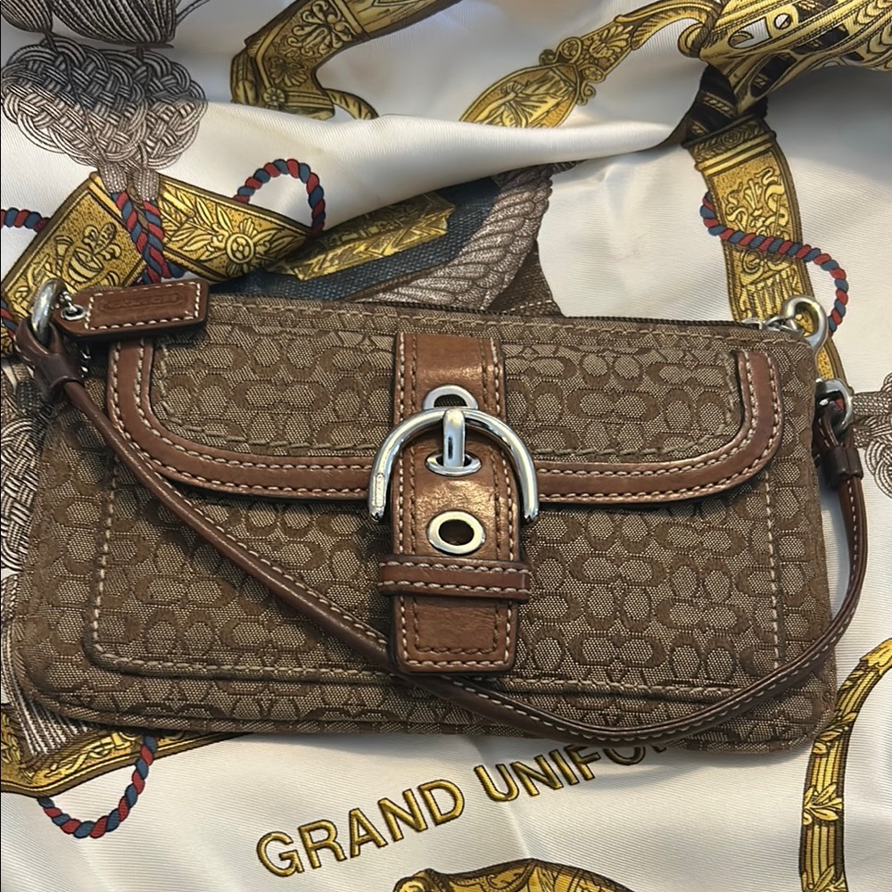 Brown Coach Signature Wristlet